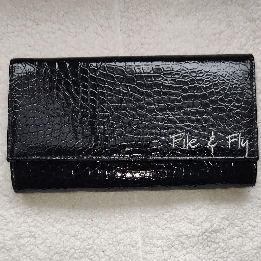 File & Fly Black Crocodile Embossed Wallet